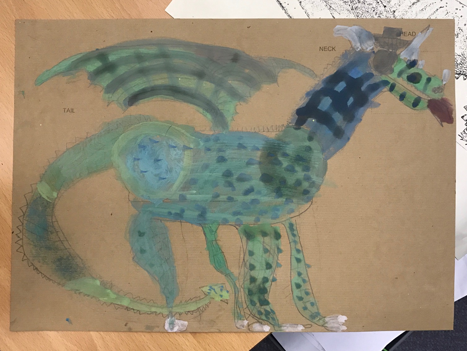 Child's painting of a dragon