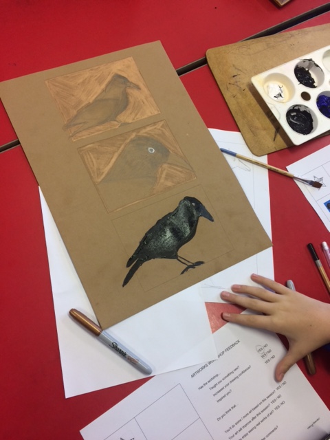 Drawing of a raven