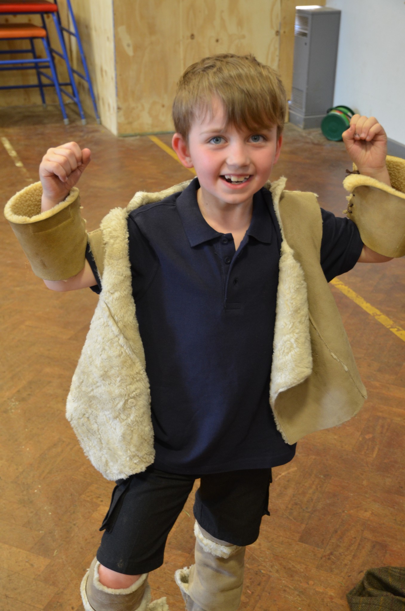 Photo of a child dressed in Stone Age fleece
