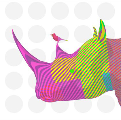 Photo of a pop art style Rhino and Bird