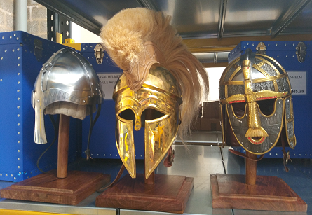 Photo of different historical helmets
