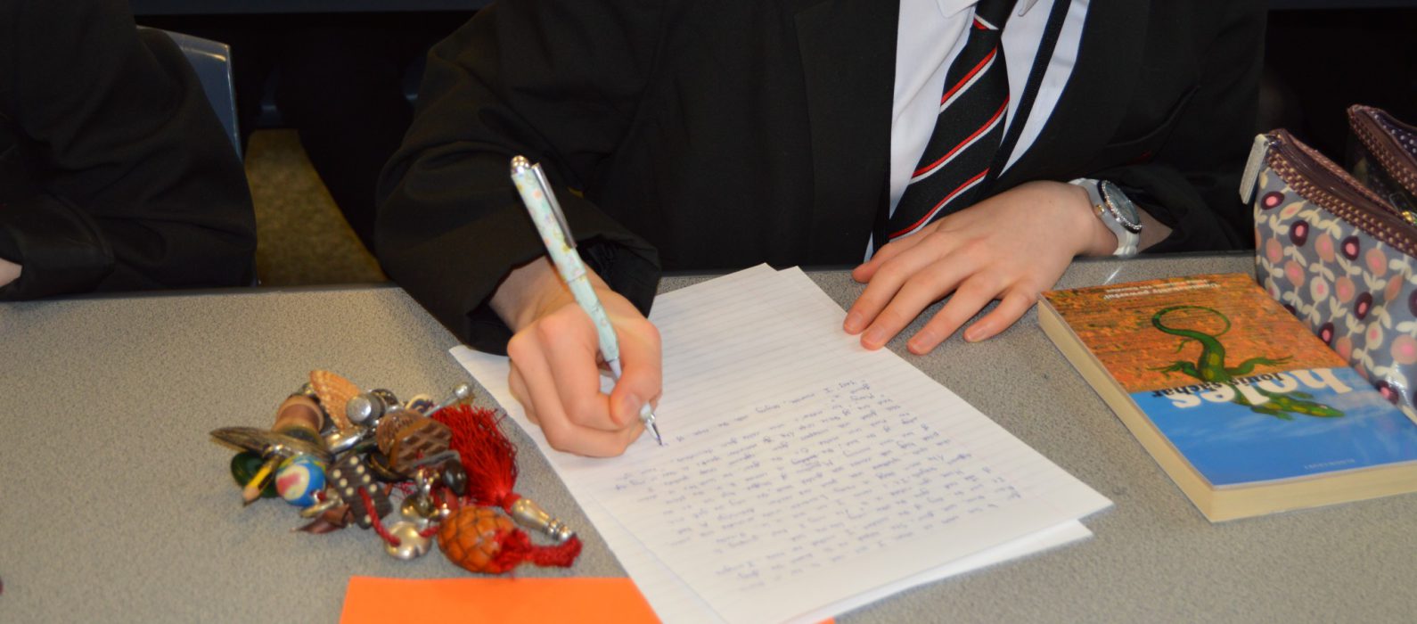 Student doing creative writing