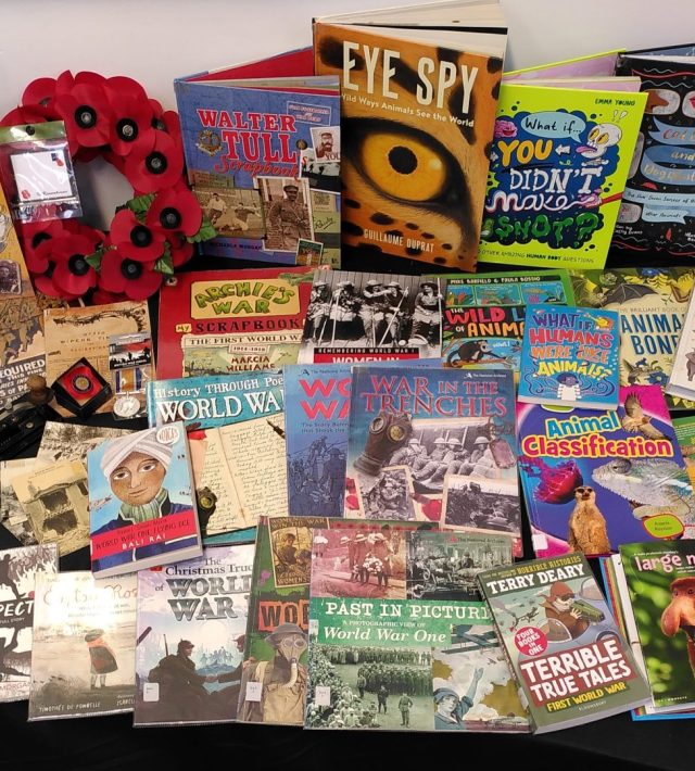 Collection of books and artefacts