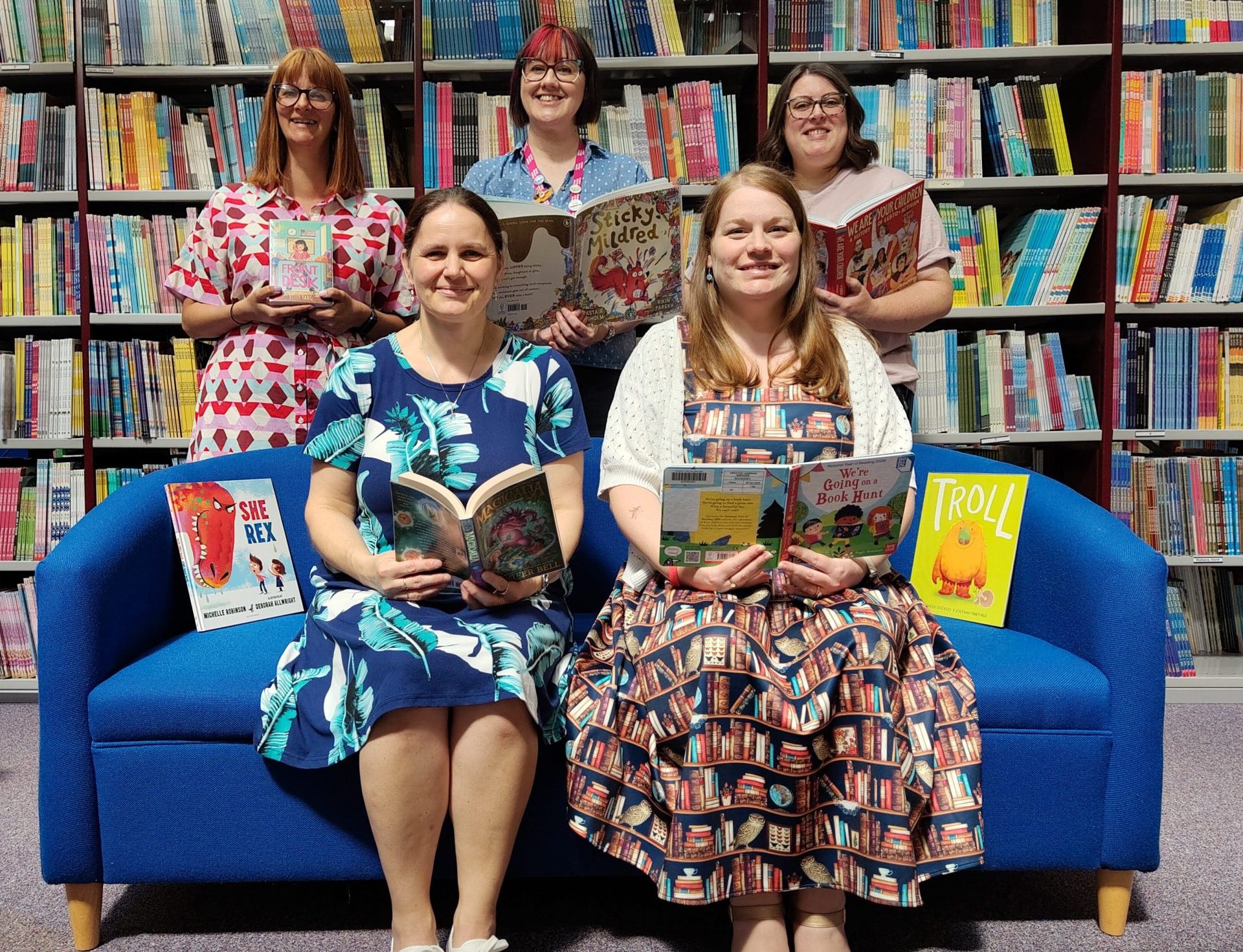 Photo of five female librarians